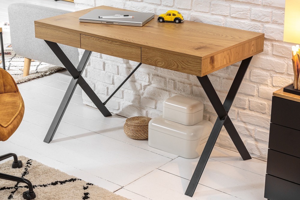 LuxD Designový psací stůl Kiana 110 cm vzor dub